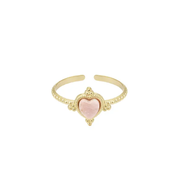 ring met roze steen hartje